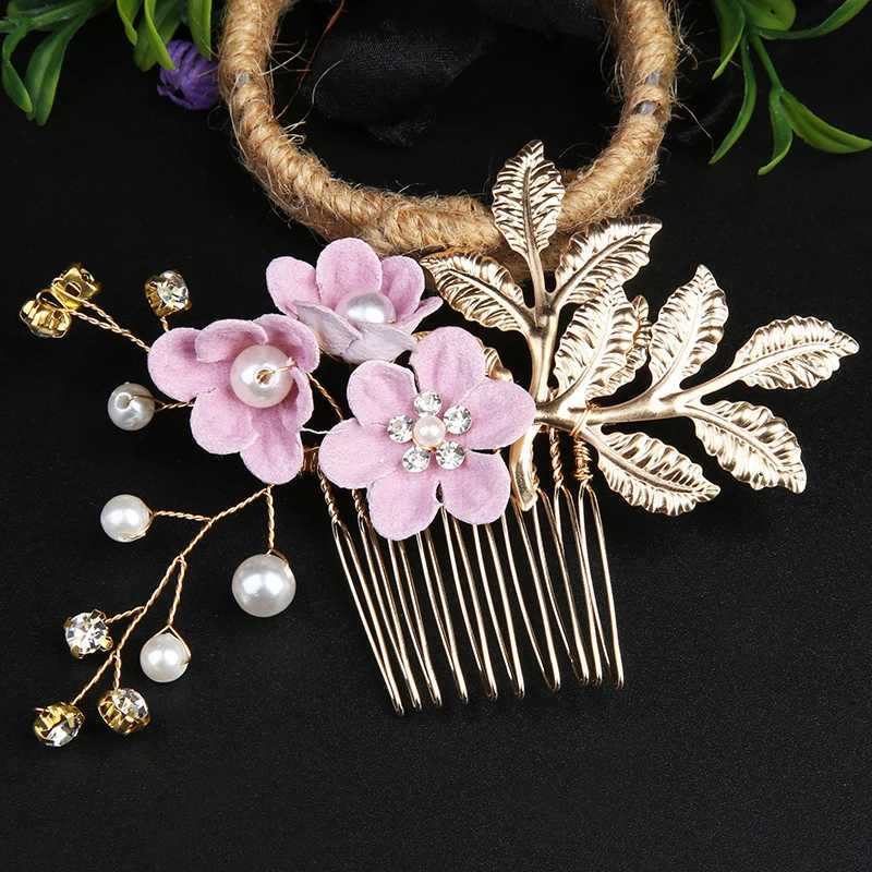 Bruiloft haar sieraden bruids parel u-vormig haarkammen goud kleur bloem hoofdtaal kroon pin luxe brak clip haar tiara bruiloft haaraccessoires d240425