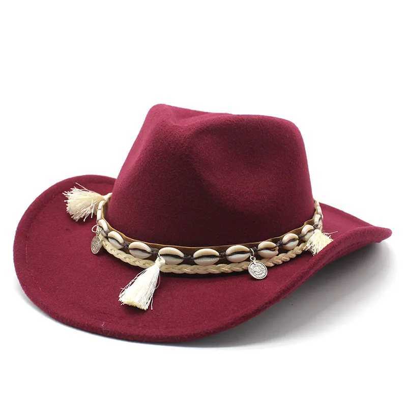 Breda randen hattar hink hattar västra cowboy fedoras hatt för man hattar för kvinnor bälte fedora jazz mössa utomhus rese kyrka panama mode hatt höst bred brim y240425