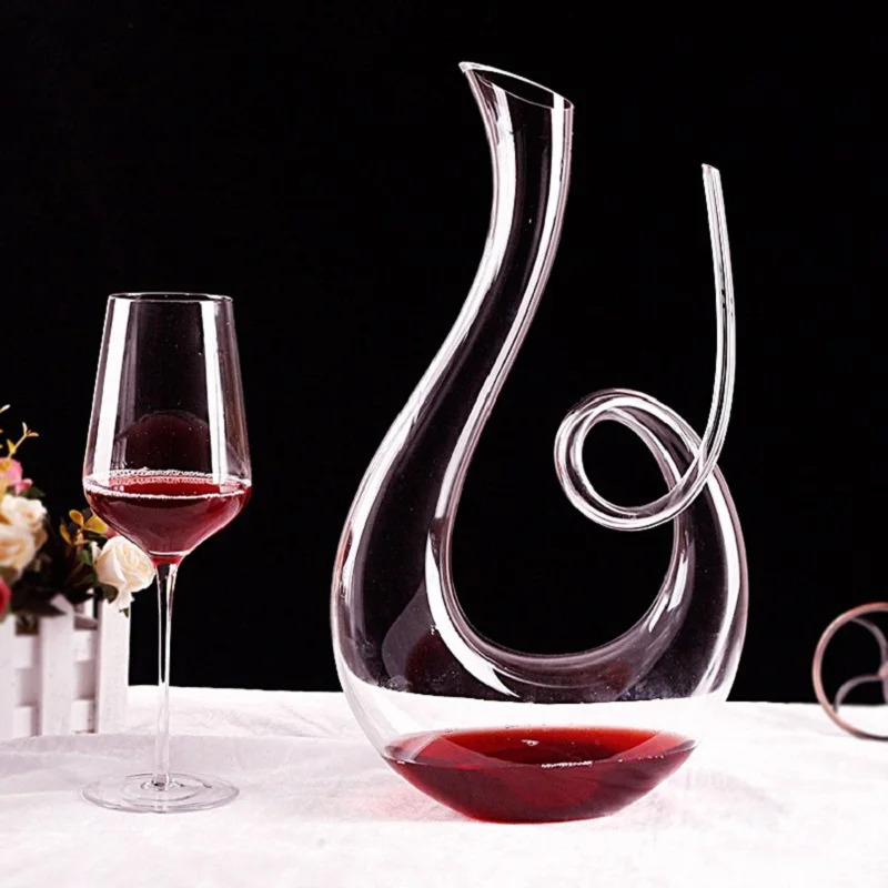 Kristal U şeklindeki şarap dejanter 1500ml viski sürahi seti lüks el yapımı kırmızı brendi şampanya cam şişe partisi 240419