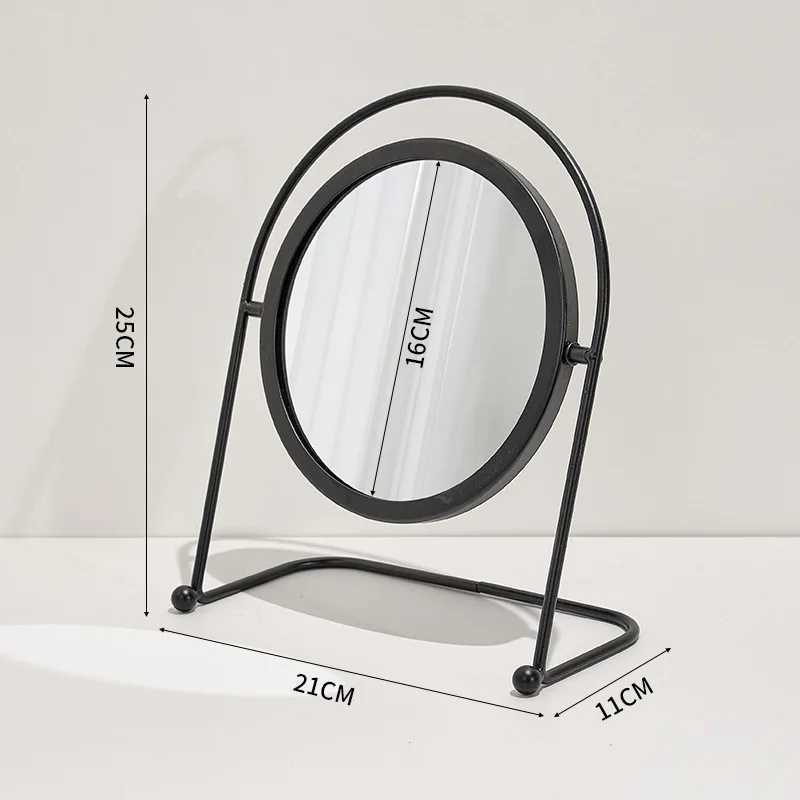 Mirrors Metal Oval Cosmetic Mirror Simple Desk Standing Dressing Mirror For Bedroom Bathroom Korean Hairdressing Mirrors Home Decoration