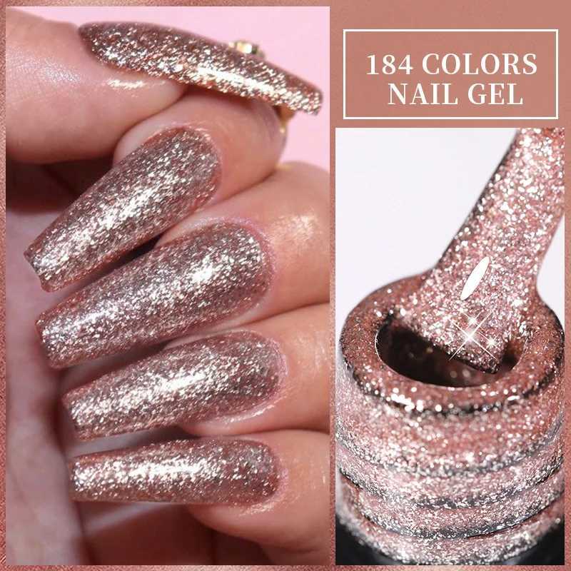 Vernis à ongles Lilycute 7 ml Glitter Auroras Gel Polon à ongles Summer Gold Colorful Sequins Manucure semi-permanent trempé au large Gel Art Nail Gel Y240425