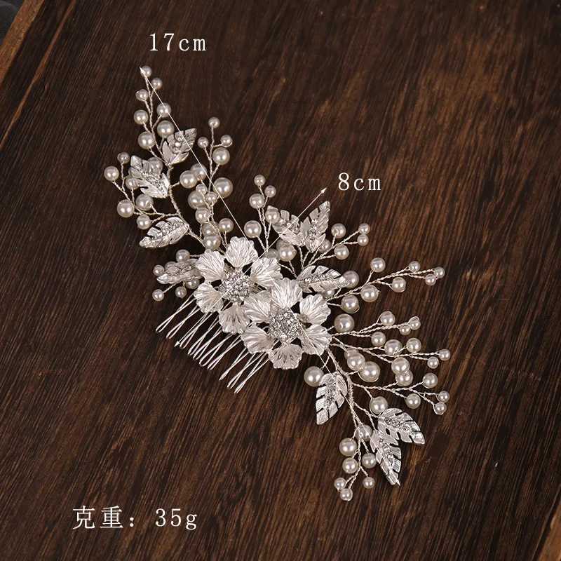 Biżuter ślubny srebrny kolor kwiat Perła Perła Rhinestone Habit Habit Held Pałąk Wedding Hair Akcesoria dla kobiet Bride Tiara TAIRA BIZDYKA WŁOSKA D240425