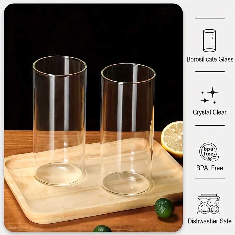 Tumblers 600 ml Dricksglas med bambu lock och sugrör Borosilikatglas Tumbler Cups Tall Clear Iced Coffee H240425