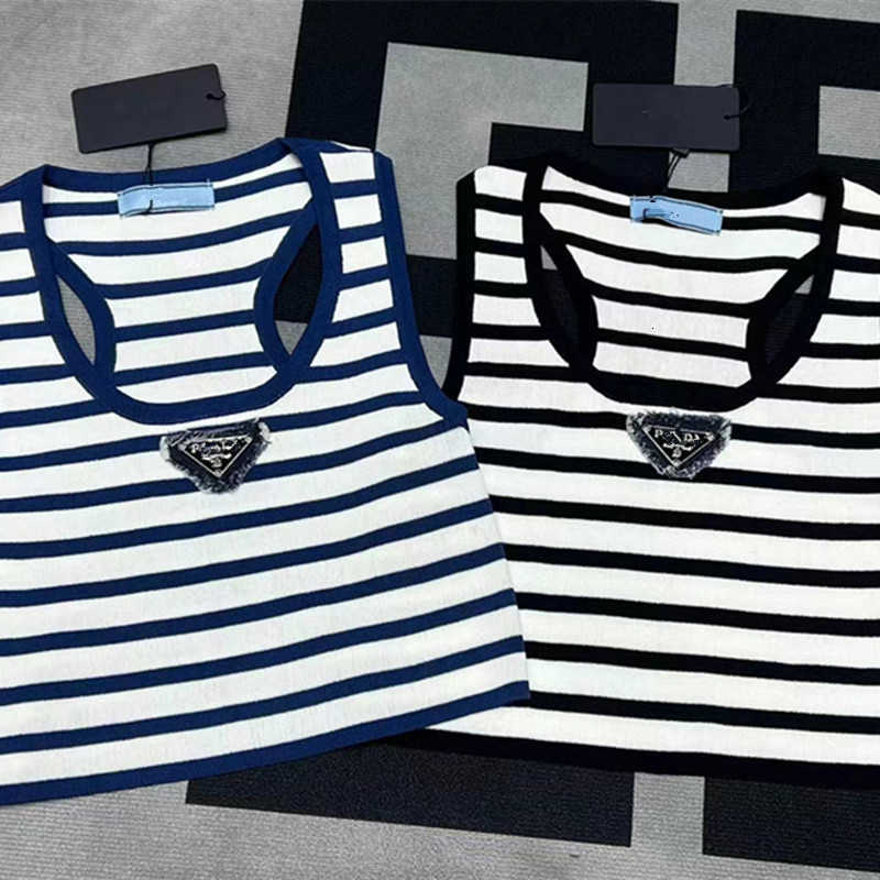 Kvinntankar Camis Designer 24 Summer New P Family Stripe H-formad Slim Fit Short Sticked Tank Top for Women Zve3