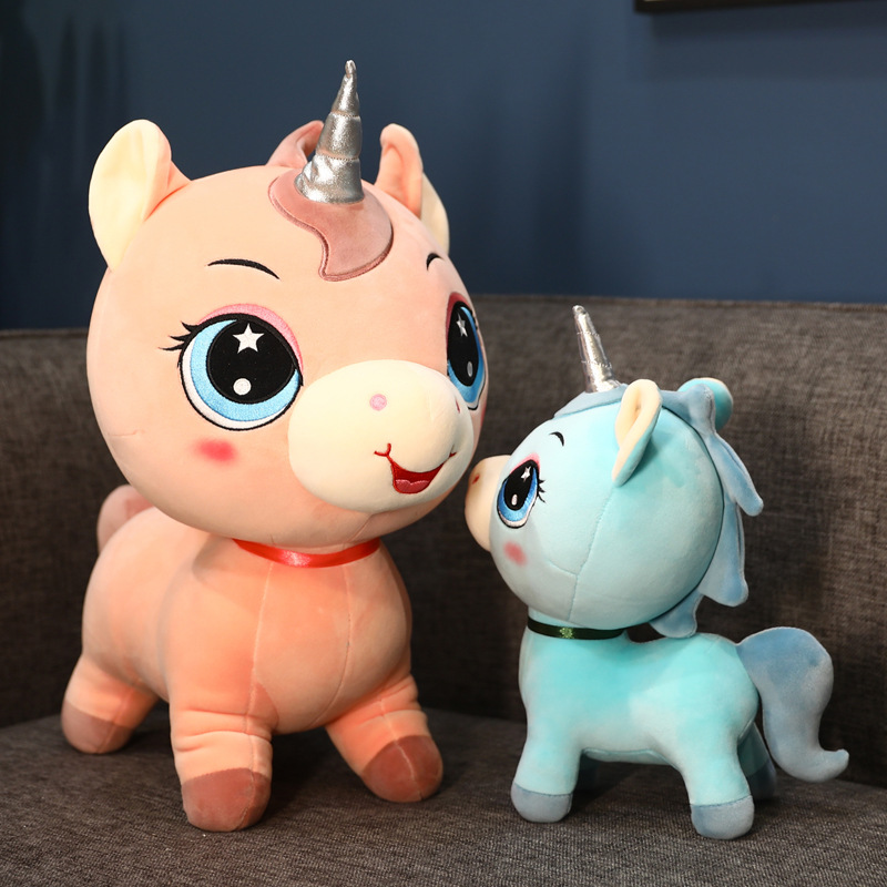 Süße stehende Einhorn -Plüsch -Spielzeugpuppe Schlaf auf Betttuch Puppe Umarmung Kissen Pony Puppe Greifmaschine Puppe