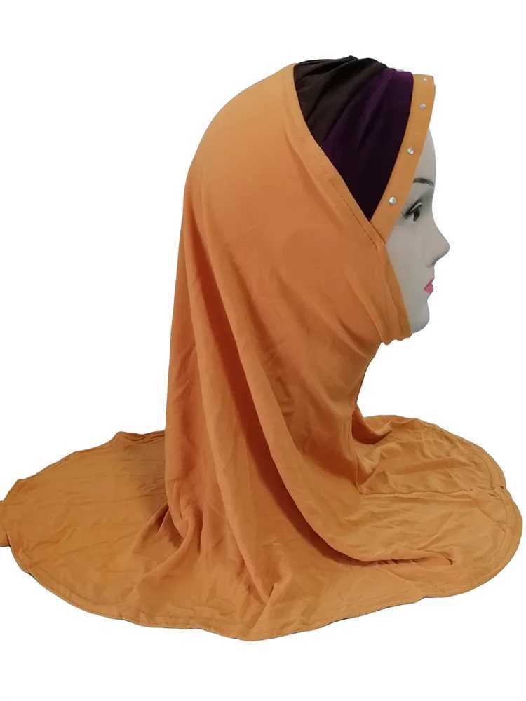 Hijabs Hijab for Children Retail Suit 6~10years Old Medium Size head Part Color Random ISLAMIC Cap MUSLIM Girl HIJAB d240425