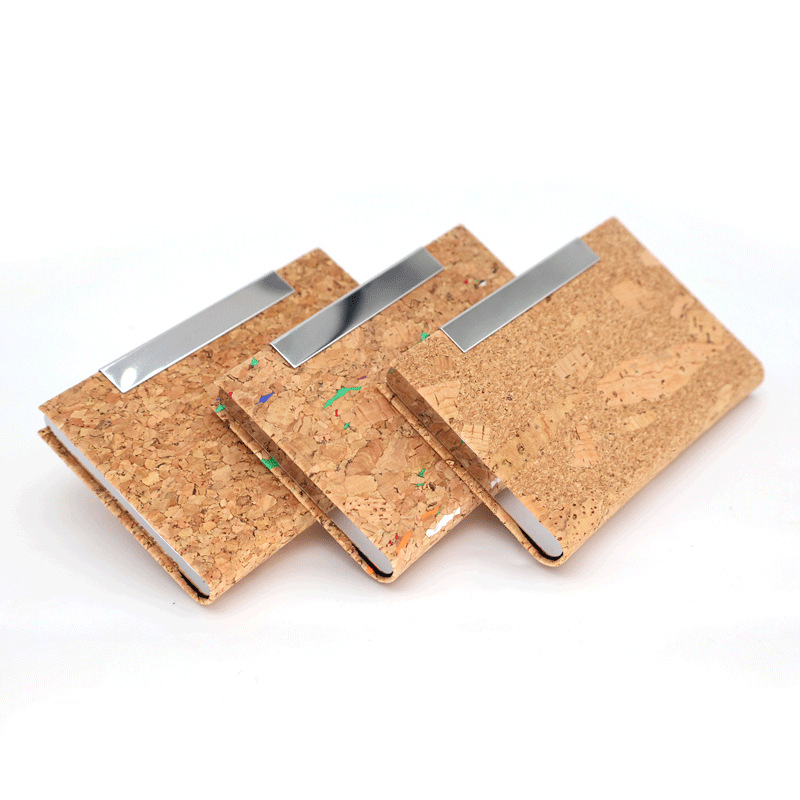 Card Holders Cork Leather Stainless Steel Business Card Mix Color