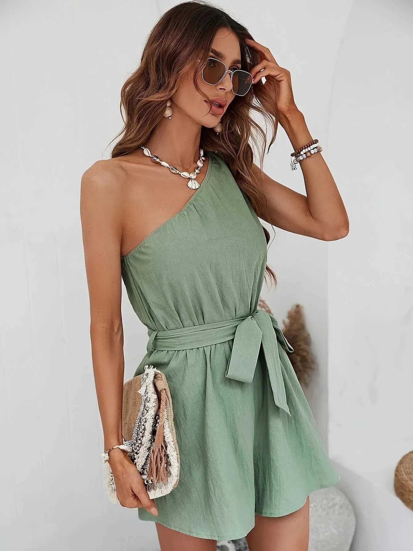 Women's Jumpsuits Rompers New Fashion Summer Sexy Party Beach Swt Retro Solid Color Casual Clothing Womens Clothing Womens jumpsuit Y240425