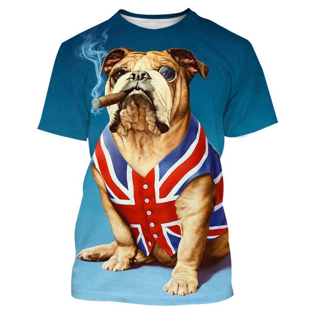 Herr t-shirts djur fransk bulldog 3d tryck t-shirts män kvinnor sommar avslappnad o-hals kort ärm harajuku streetwear överdimensionerade man t shirtsl2404