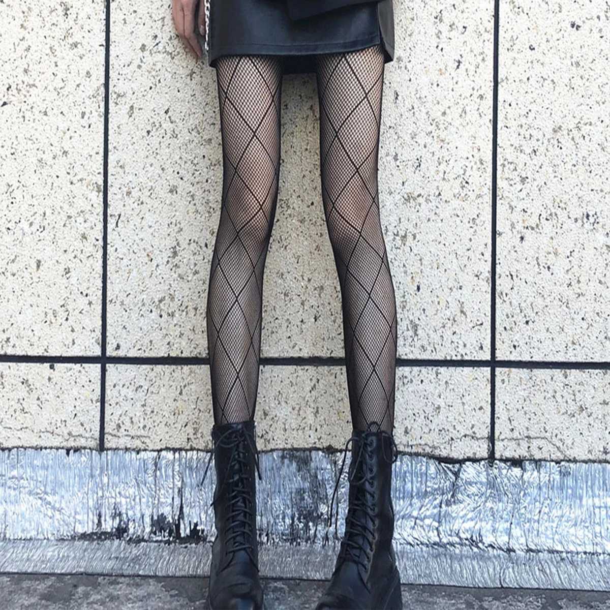 Sexiga strumpor fisk netto rhomboid sexig ren transparent effekt smutsiga tights extrem sexiga underkläder mesh hottie älskar vanlig utskärning streetwear