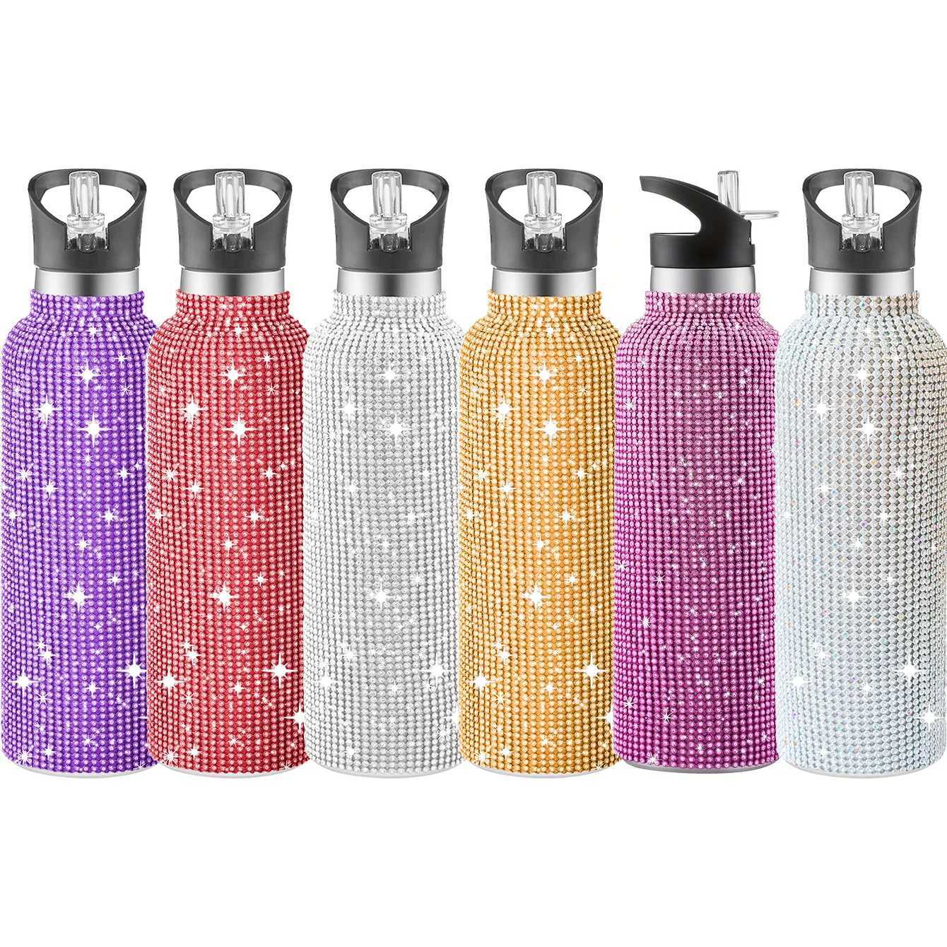 Tumblers 350/500/750 ml Diamant Tuime geïsoleerde Cup Sport Vacuüm Klask Roestvrij staal Grote capaciteit draagbare waterfles Girl Gift H240425