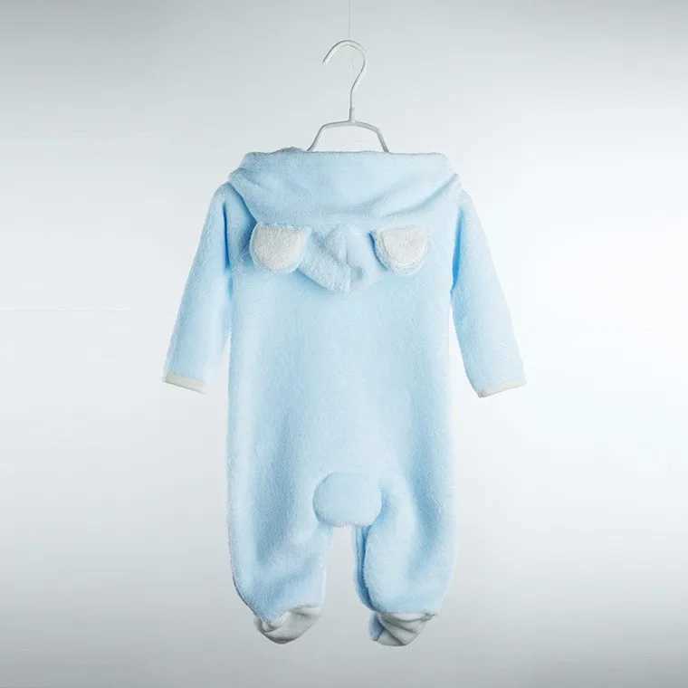 Rompers Newborn Baby Rompers Autumn Winter Warm Fleece Baby boys Costume Baby Girls Clothing Animal Overall Baby Jumpsuits d240425