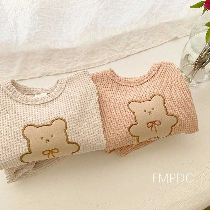 T-shirts 0-3Y Baby Girls Boys Autumn Clothes Set Kids Bear Print Long Sleeve Tops Sweatshirt + Long Pants Toddler Casual Newborn Clothl2404