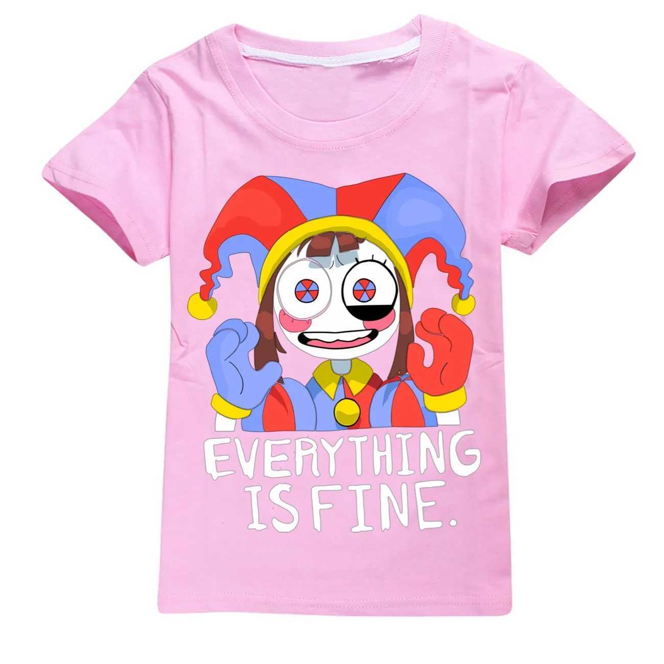 T-shirts Cute Pomni T-Shirts Children The Amazing Digital Circus Short Sleeve Casual Fashion Printed Boys Girls Tops Spring SummerL2404