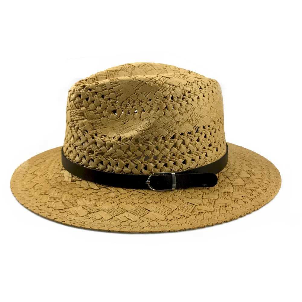 Szerokie brzegowe czapki wiadra czapki moda Sunhat Summer Straw Hat Men kobiety moda sombrero banama hat fedora y240425