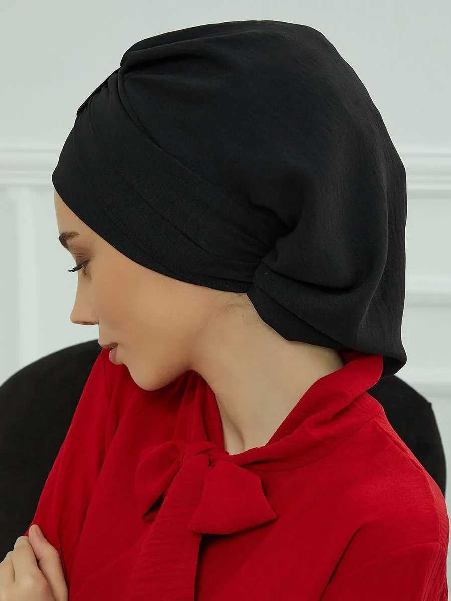 Hijabs Muslim Instant Instant Turban Pure Stretch Hijabs Interior para Caps Pronto para usar lenço de cabeça para mulheres sob o capô D240425