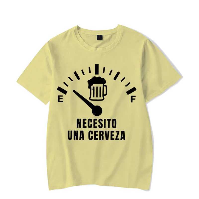 T-shirts voor heren Mens Street T-shirt Necesito Una Cerveza Print Luminous Tops Tees Summer T-shirt Oversized T-shirt voor mannen T-shirt kledingl2404