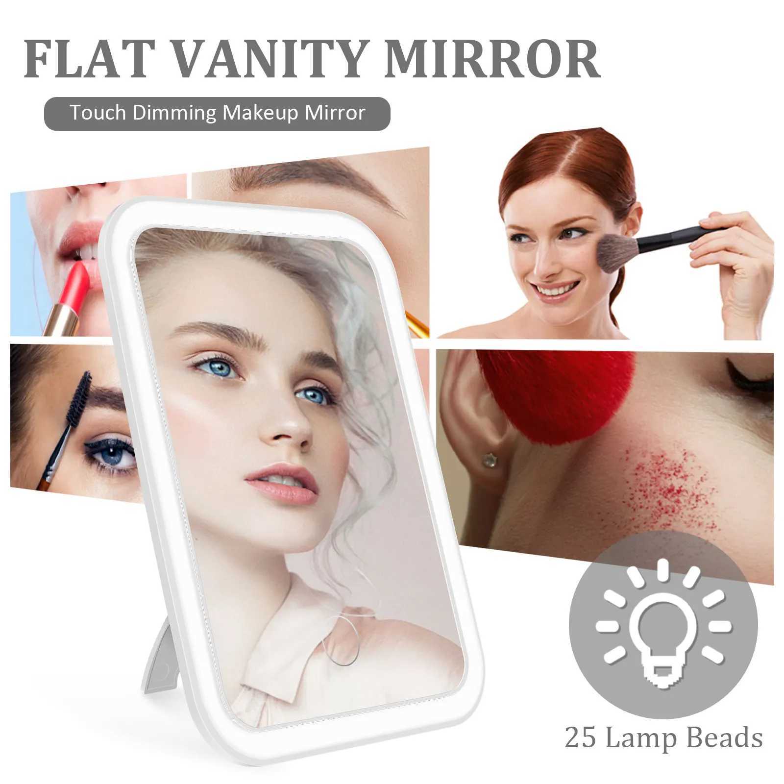 Miroirs Miroir à LED Miroir cosmétique éclairé avec support de fill dimmable Light Len pour la maison de chambre à coucher voyage Vanité portable miroir