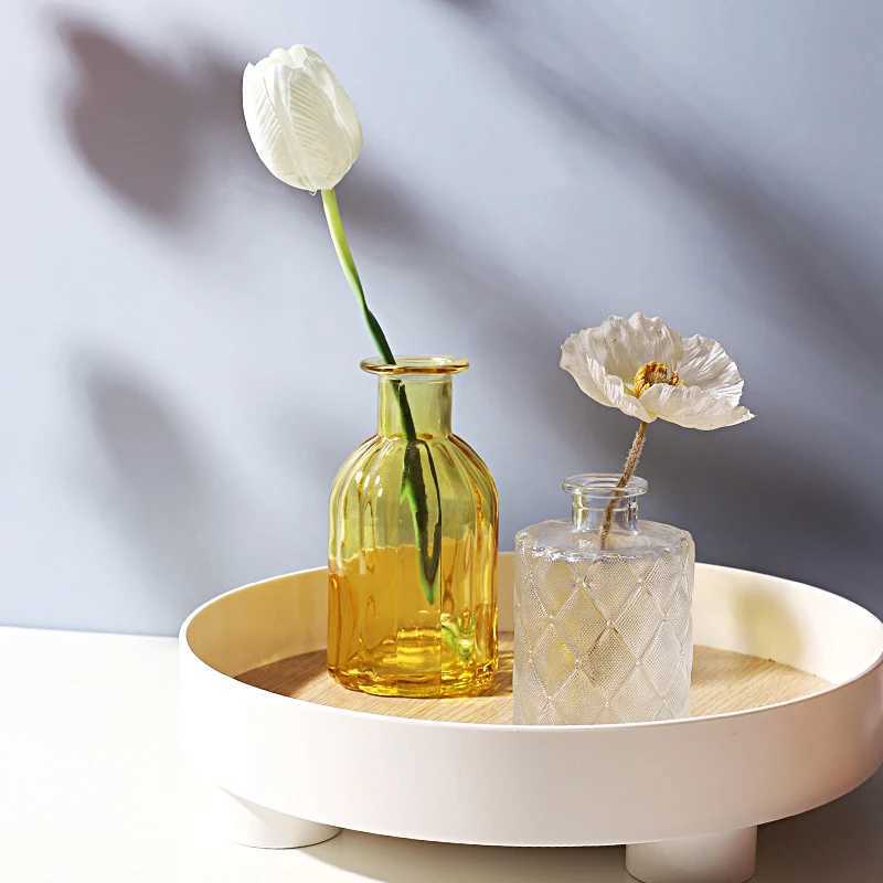 Vasi di vetro colorato Vaso fiore Disposizione fiore bottiglia idroponica arte pianta piante da letto da letto da letto la decorazione moderna regali di decorazione moderna