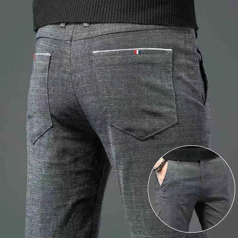 Erkekler Pantolon Mens Rahat Pantolon Bahar Yaz Yeni Pamuk Keten Pantolon Tulumlar İş İnce Fit Düz Pantolon Günlük All Maç Mench Pants D240425