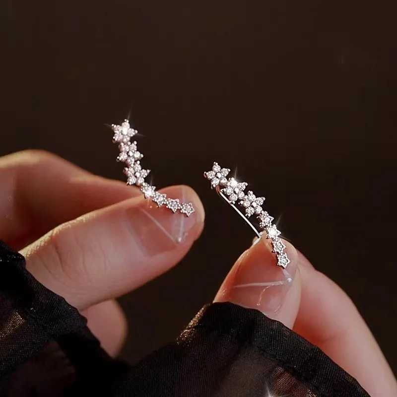 Chandelier en peluche de lustre coréen brillant zircon étoile de fleurs boucles d'oreilles pour les femmes