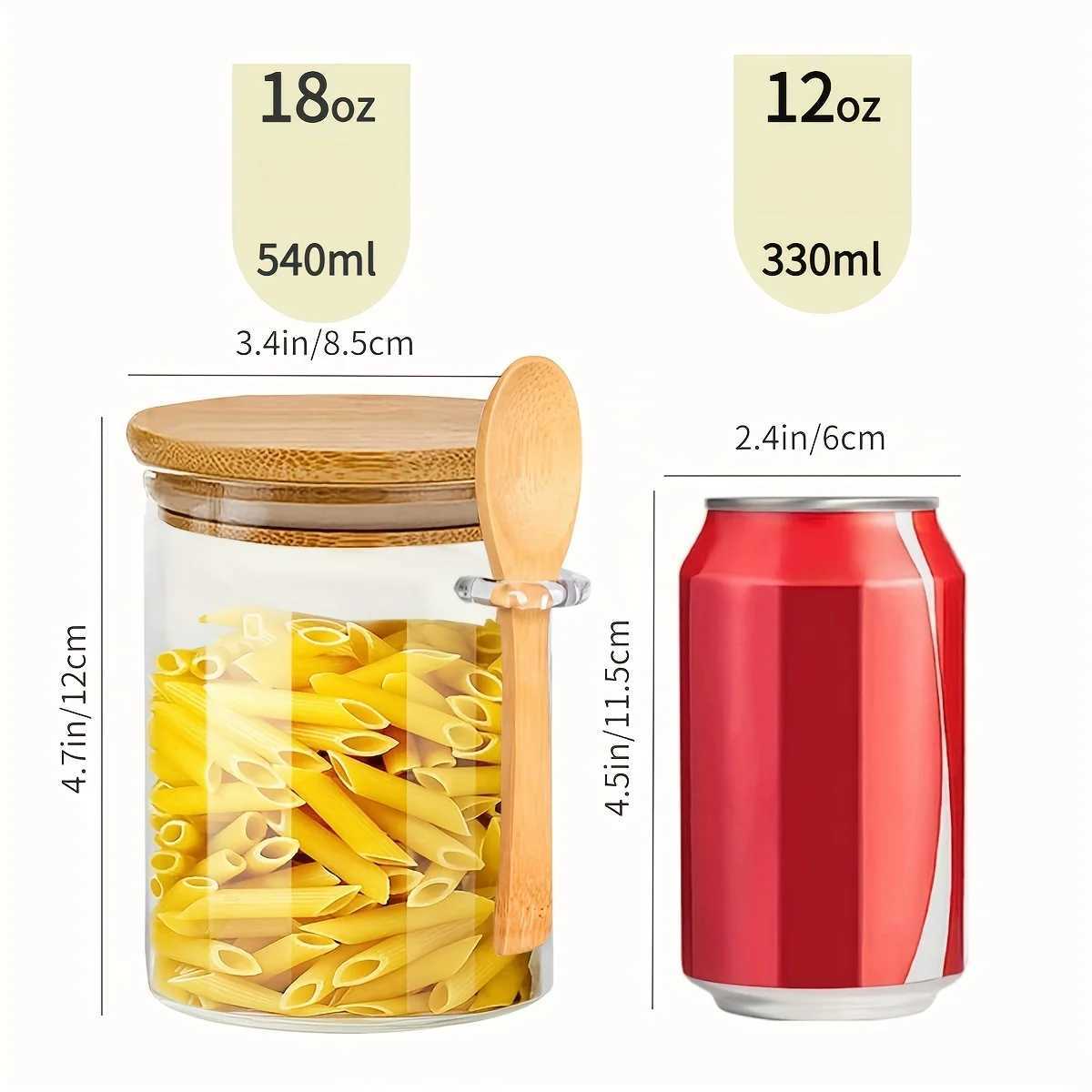 Förvaringsflaskor burkar 18 oz lufttätt glasburk med lock och sked godis transparent krydda liten matlagring container h240425