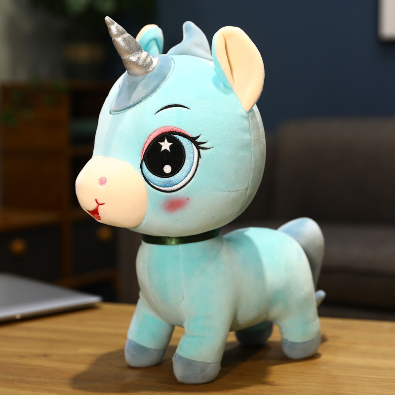 Süße stehende Einhorn -Plüsch -Spielzeugpuppe Schlaf auf Betttuch Puppe Umarmung Kissen Pony Puppe Greifmaschine Puppe