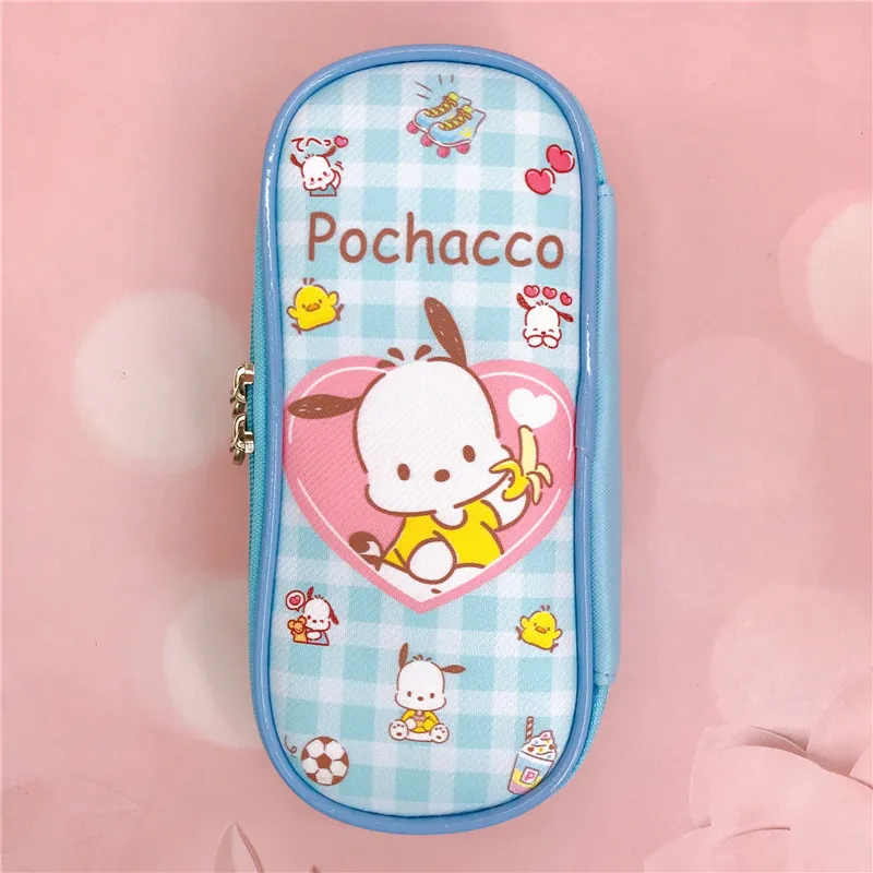 Cartoon PU Storage Bag Stationery Case Pencil Pouch Kurumi Students Large Capacity Double Zipper White Cosmetic Storage DHL