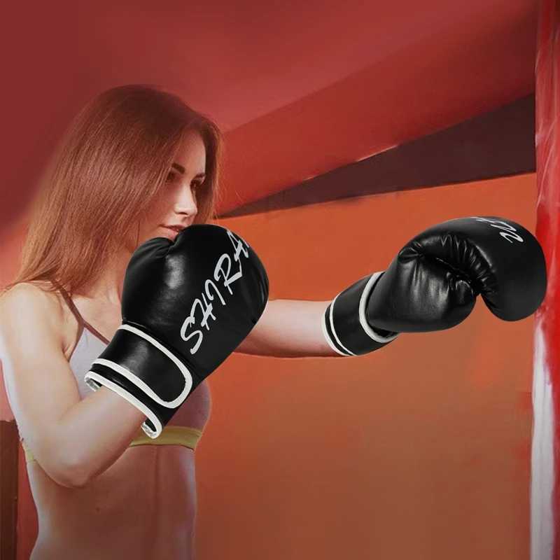 Engrenagem de proteção 1 par de luvas de boxe de treinamento profissional Sparring Punching Taekwondo luvas de combate acolchoado espesso MMA Muay Thai Luvas 240424