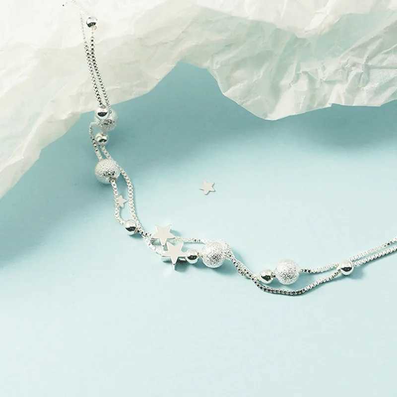 Цепочка 925 Стерлинговые серебряные браслеты красивые звезды для женщин корейский дизайнер -модельер вечеринка свадебные украшения праздничные подарки
