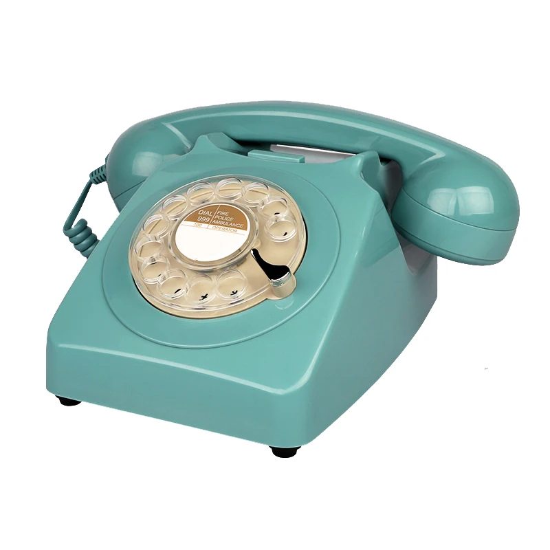 Tillbehörsladdad retro Telefon Franska blå antika telefoner Rotary Fasta telefon för Home Office Hotel Decor Old Fashion Telefon
