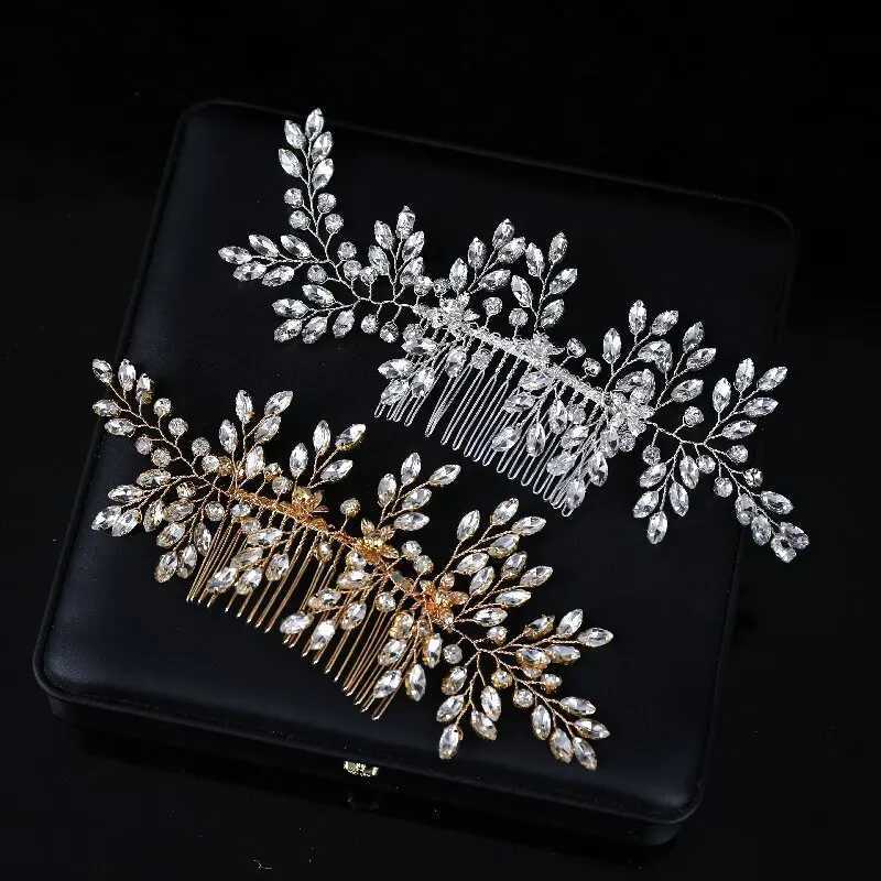 Wedding Haar sieraden Hoogwaardige mode -strass Bloembruiloft Bridal Handmade Hair Combs D240425