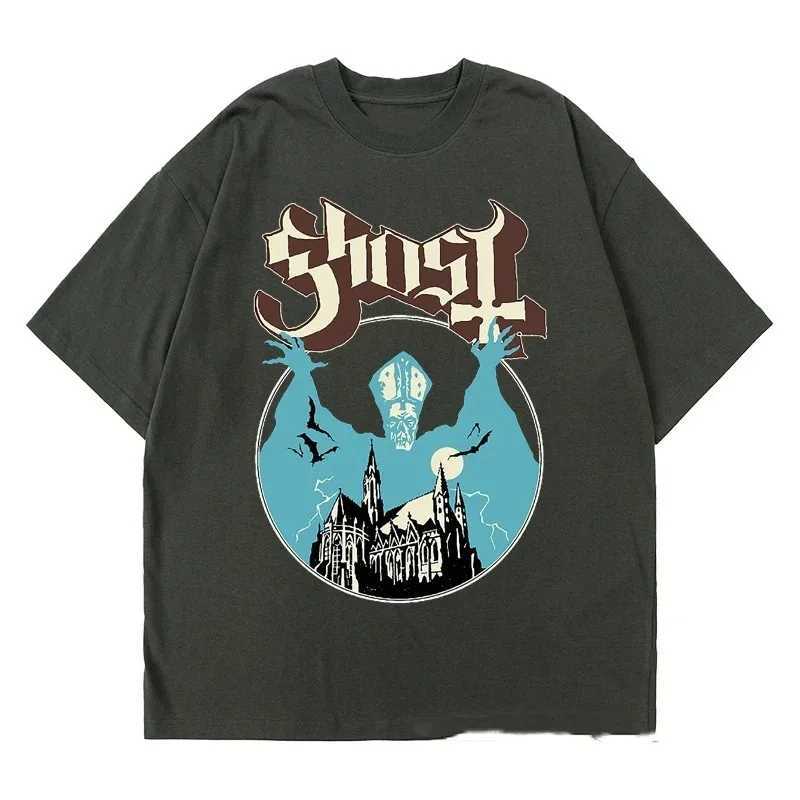 Men's T-Shirts New Ghost Band T-shirt Women Oversize Fashion Cool London Singer Fans ESS Summer Short Sleeve Print Rock Plain Black TeesL2404