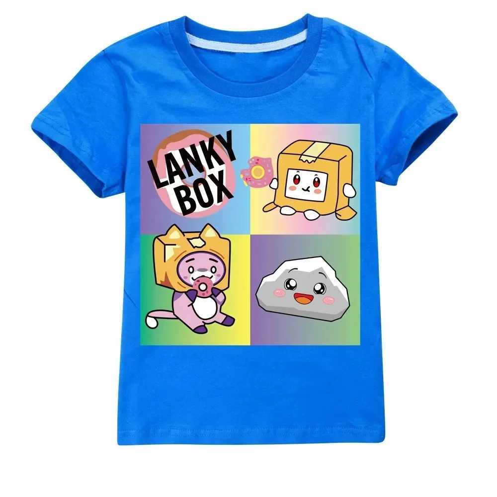 T-shirts Kawaii Boys T-shirt Cartoon Lanky Box Cute Print Short Sleeve Girls Clothes Summer Casual Fashion Funny Cotton Children Tops TeeL2404