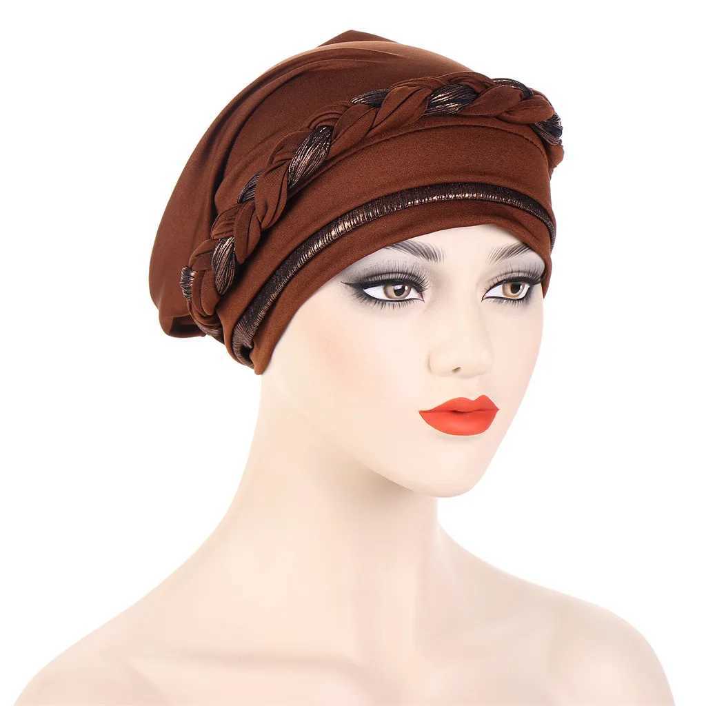 Hidżabs Braid Milk Silk Polyester modlitwa modlitwa Hidżab Kobiety muzułmańskie islamskie turban D240425