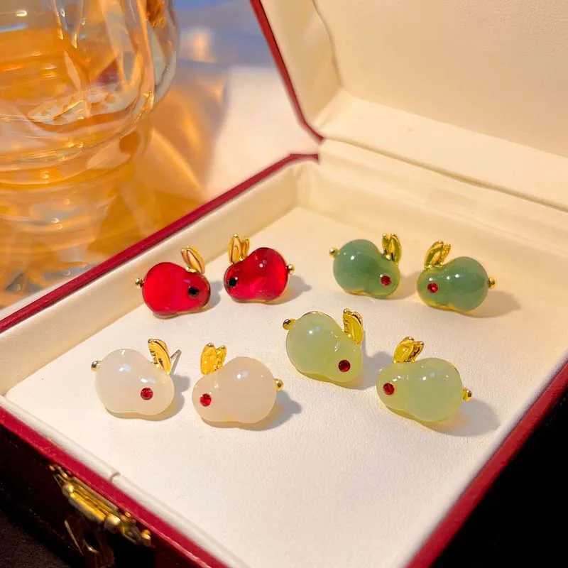 Dangle Chandelier New Cute Rabbit Ear Stud Earrings for Women Fashion Cartoon Candy Color Crystal Animal Earrings Party Jewelry Gifts