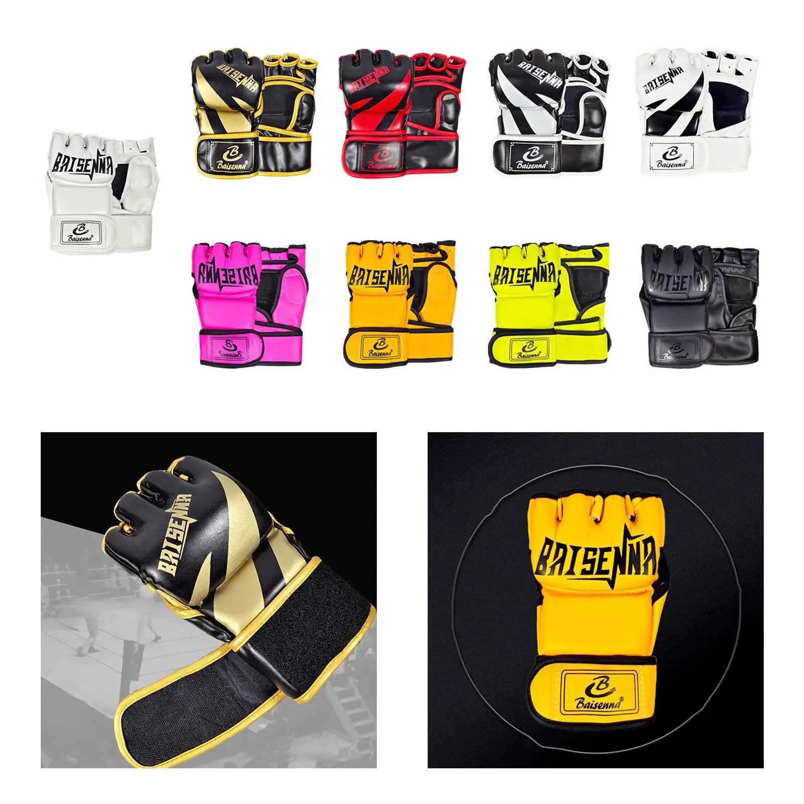 Beschermende uitrusting MMA Gloves Half vinger strandtas Half mouw Ademboute kick bokshandschoenen Tienenheren Grijp fitness 240424