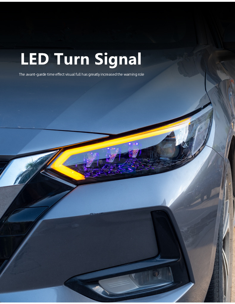 Car Turn Signal High Beam Lamp for Nissan Sylphy 2020-2022 New Sentra LED Headlight Altima Daytime Running Head Light Lens