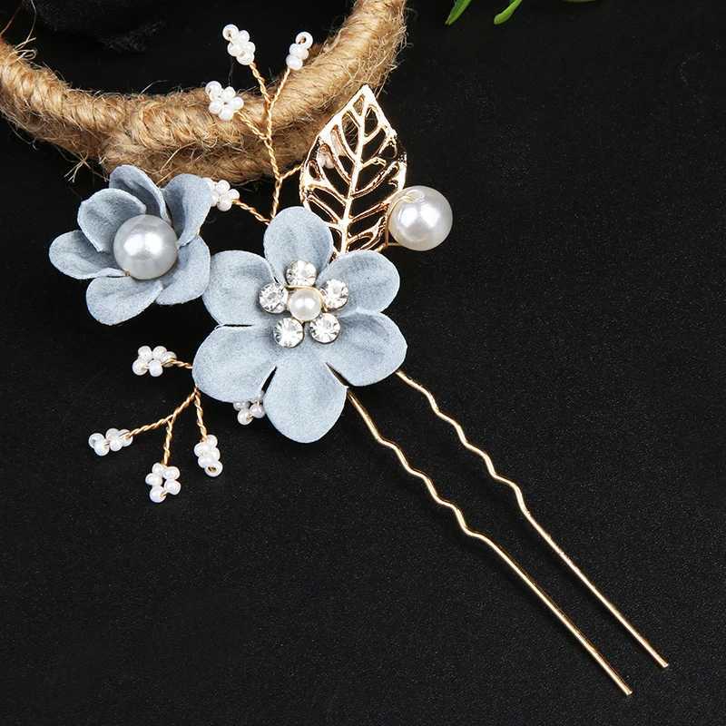 Bruiloft haar sieraden bruids parel u-vormig haarkammen goud kleur bloem hoofdtaal kroon pin luxe brak clip haar tiara bruiloft haaraccessoires d240425