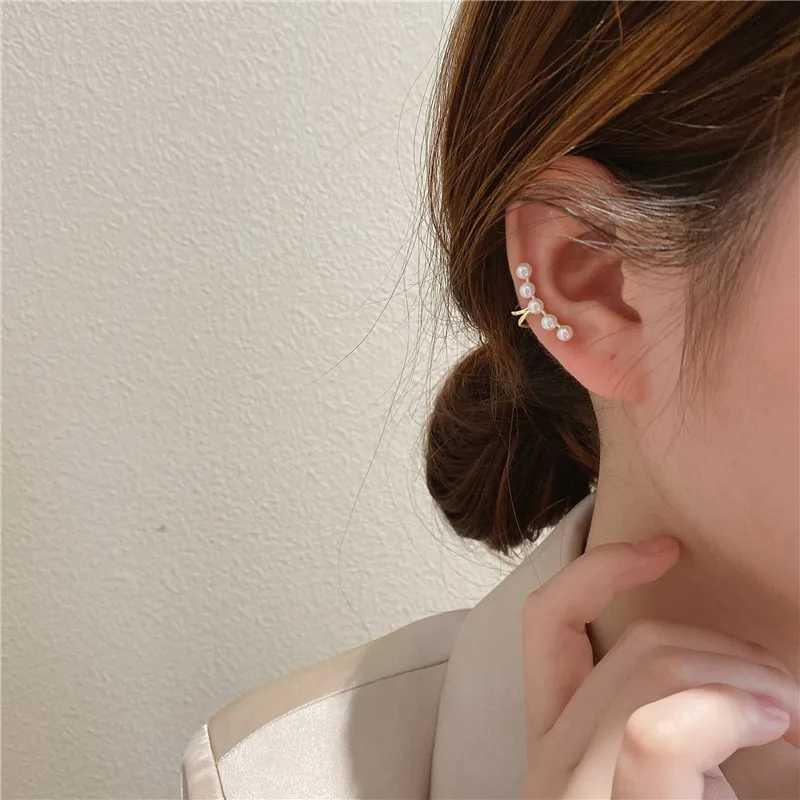 Charm 1st Silver Color Pearl Ear Clip Earrings for Women Simple Zircon utan piercing öronkuff på örhängen smycken tillbehör