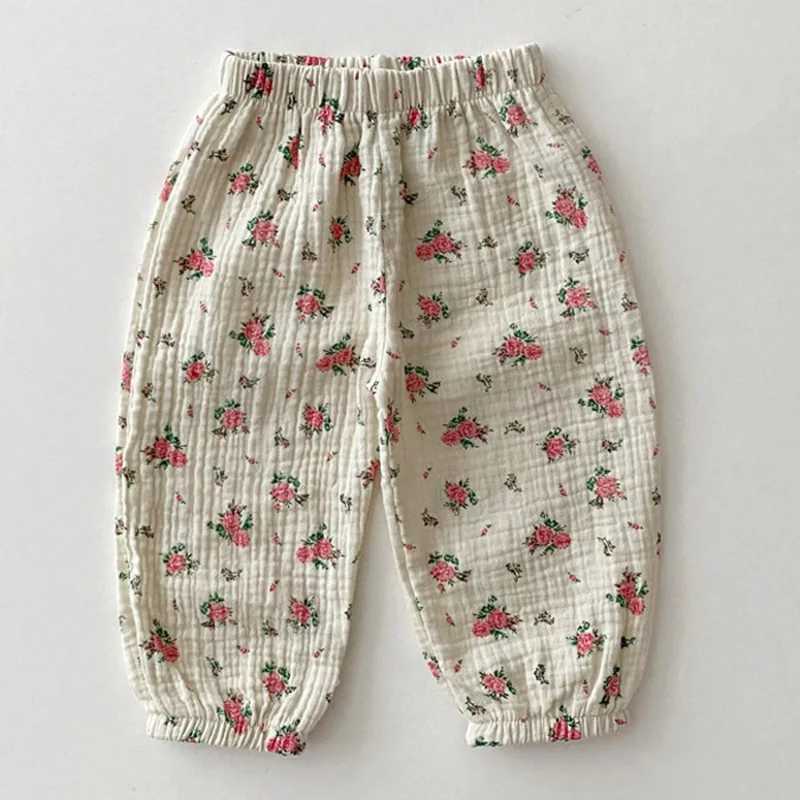 Брюки летняя детская одежда для девочек брюки сладкий принт для девочек брюки мальчики повседневные брюки H240425