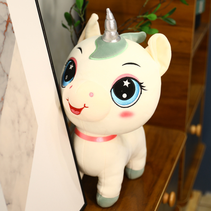 Süße stehende Einhorn -Plüsch -Spielzeugpuppe Schlaf auf Betttuch Puppe Umarmung Kissen Pony Puppe Greifmaschine Puppe