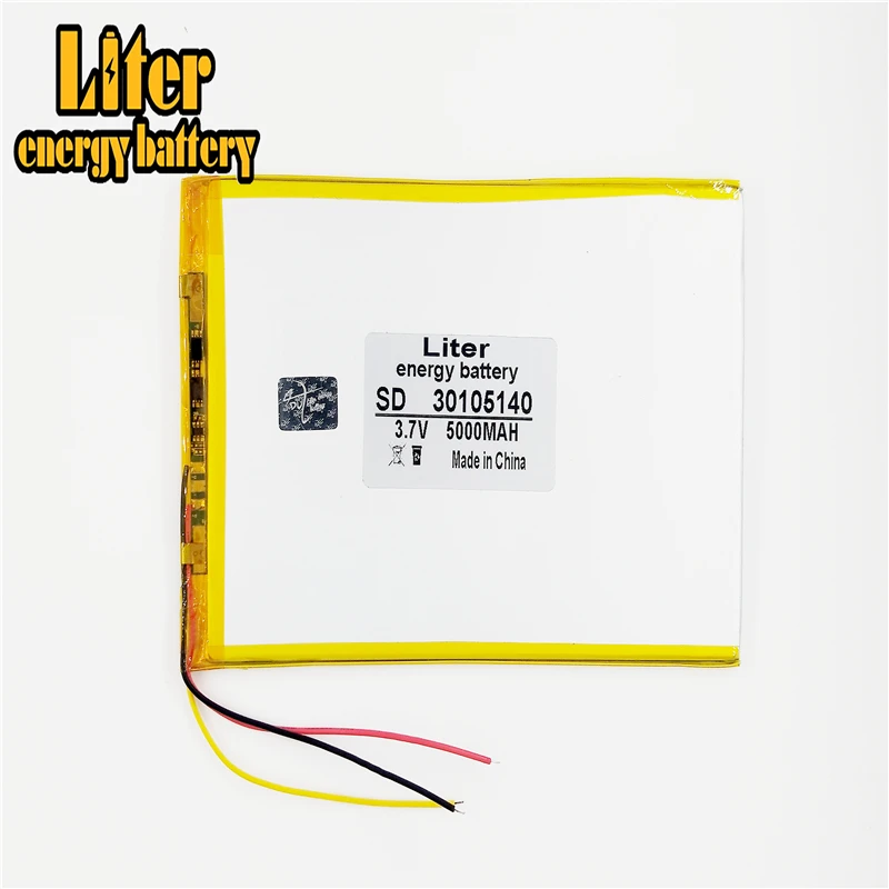 Tillbehör 3 -linjepolymer litiumbatteri 30105140 3.7V 5000mAh tablettbatteri tillverkat i Kina laddningsbara liioncell