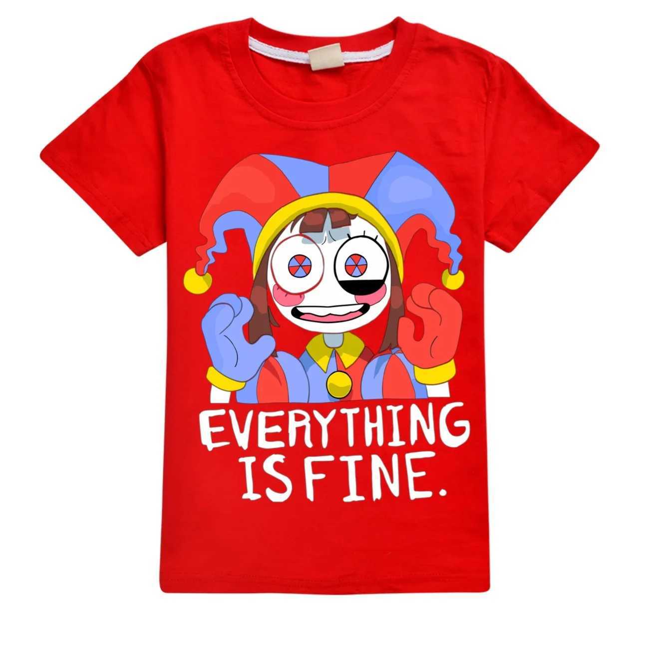 T-shirts Cute Pomni T-Shirts Children The Amazing Digital Circus Short Sleeve Casual Fashion Printed Boys Girls Tops Spring SummerL2404