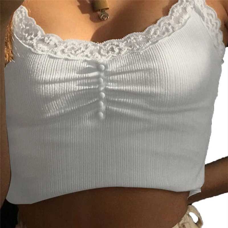 Women's Tanks Camis Xingqing White Lace Patchwork Tank Top Summer Women Home y2k Fashion Leisure Outfit Basic Casual Crop Tops Lolita Kawaii Clothes Y240420