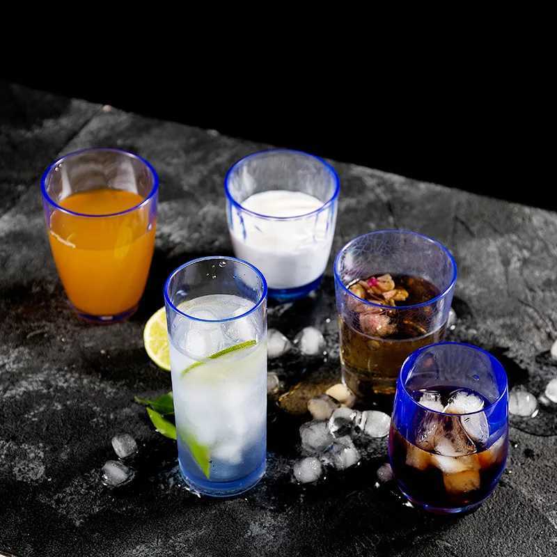 Tumblers Acrylic Beverage Glass Set Återanvändbar Drum Non Fragile Plastic Cup Diskmaskin Säkerhet 6 Pack H240425