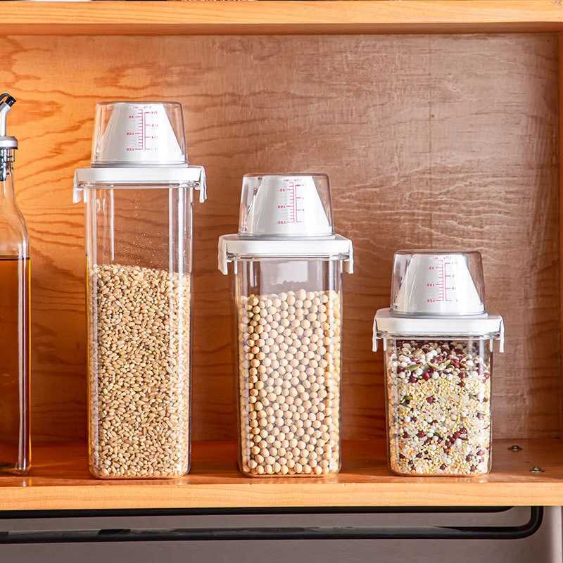 Food Savers Storage Containers Kitchen dry grain storage tank transparent plastic rice bucket food multi-functional sealed container H240425