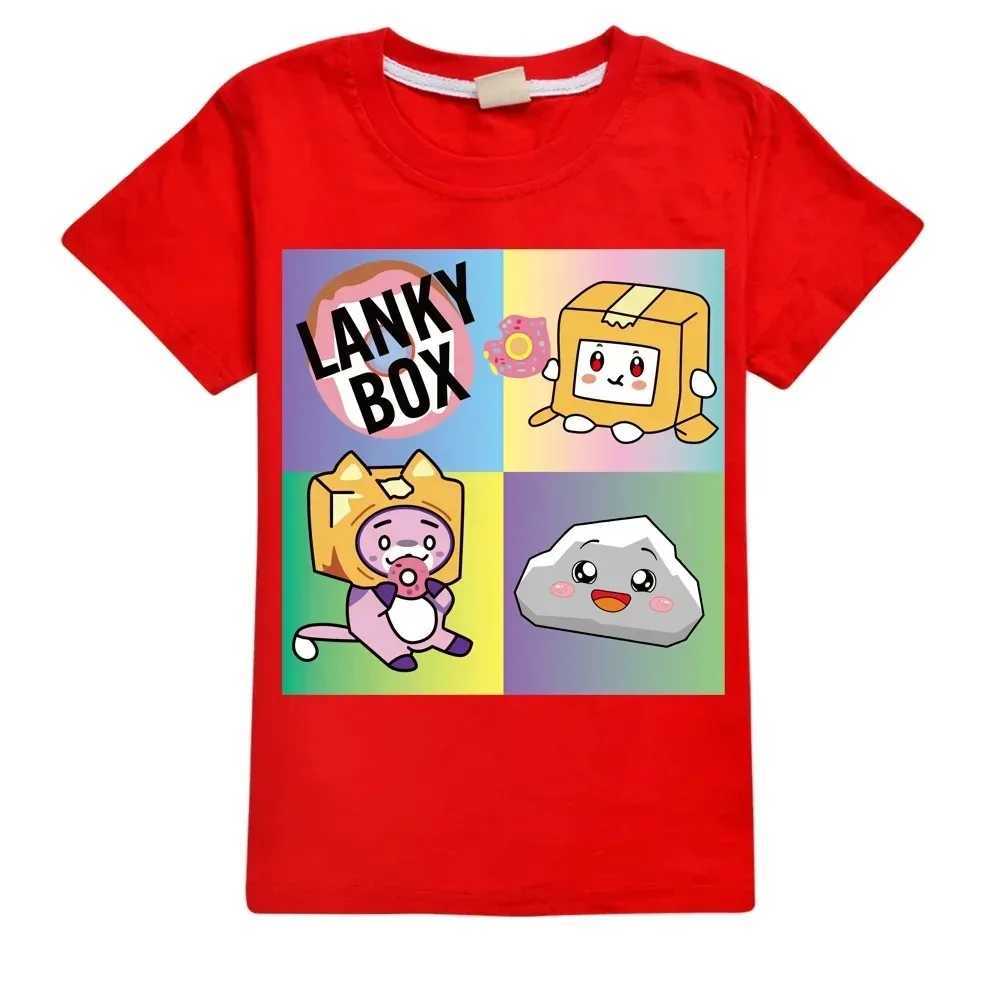 T-shirts Kawaii Boys T-shirt Cartoon Lanky Box Cute Print Short Sleeve Girls Clothes Summer Casual Fashion Funny Cotton Children Tops TeeL2404