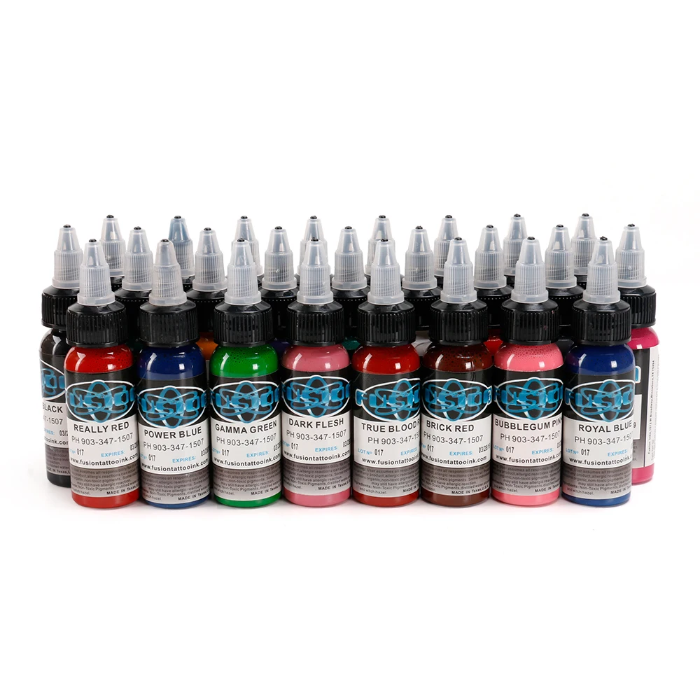 PROFESSIONNEMENT TATOO INK SET 25 COULEURS 1oz 30 ml / bouteille de tatouage Pigment Kit de tatouage Art du corps Pigment de maquillage permanent