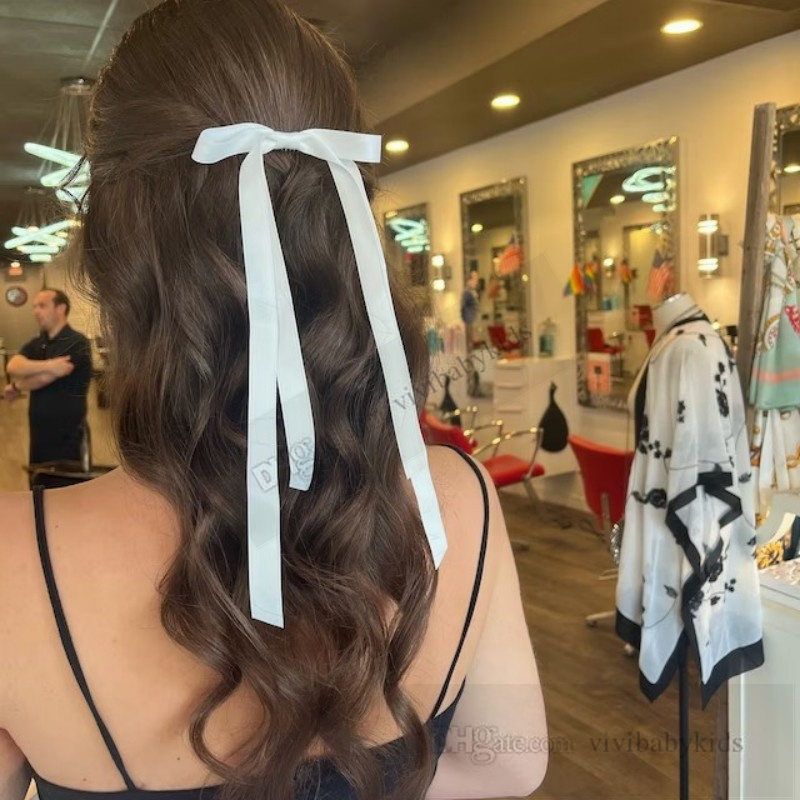 Slender Ribbon Teenager Bögen Bögen Haarnadeln süße Mädchen Satin Bow Prinzessin Barrettes Accessoires Kinder Geburtstagsfeier Haare Clip Z7883